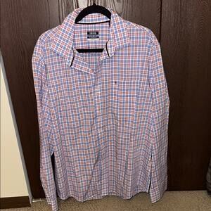 Izod Blue and Pink Casual Button Down Shirt - Size XL